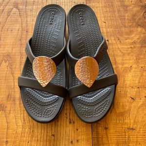 CROCS Embellished Sandal/ Black W/Silver Accent/ Womens Size 9